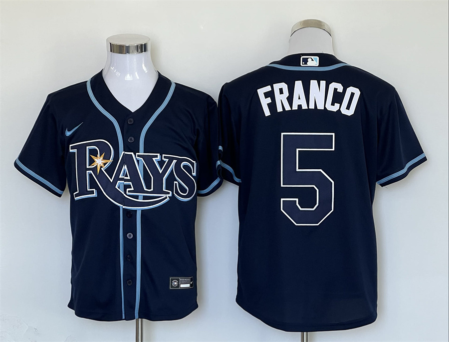 Men's Tampa Bay Rays Wander Franco #5 Navy Baseball Jersey